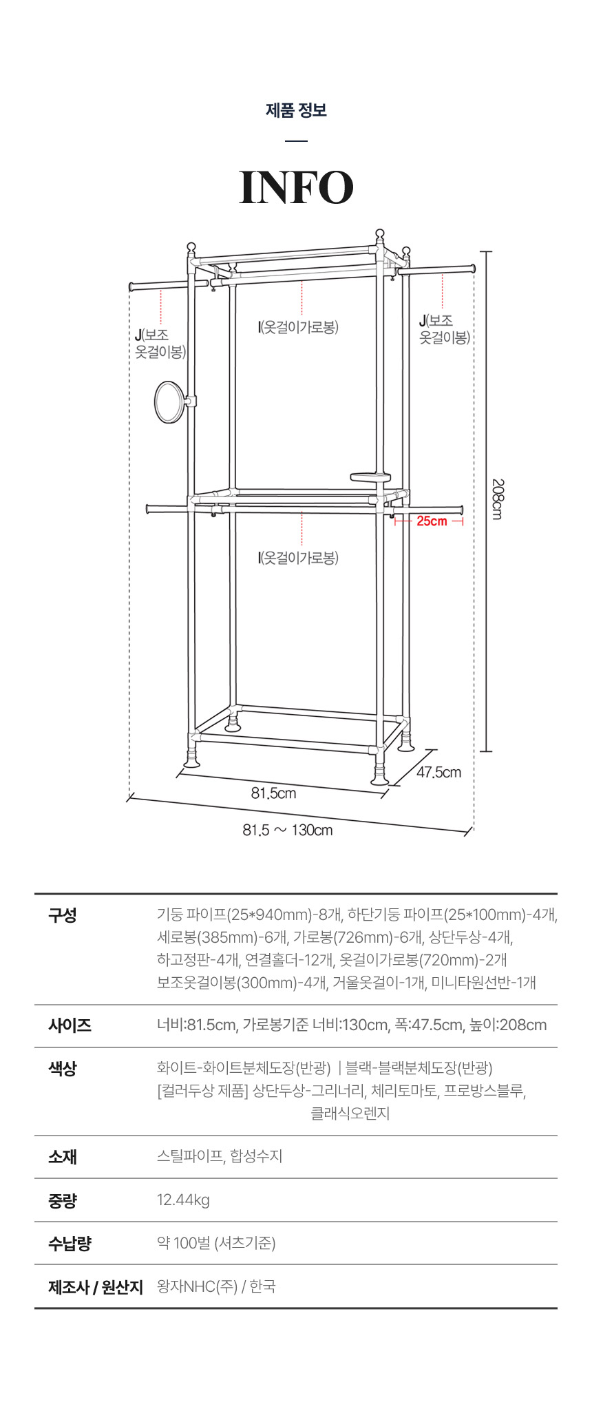 왕자 유닛3 2단 드레스룸 기본형_화이트컬러두상 상세 이미지 7